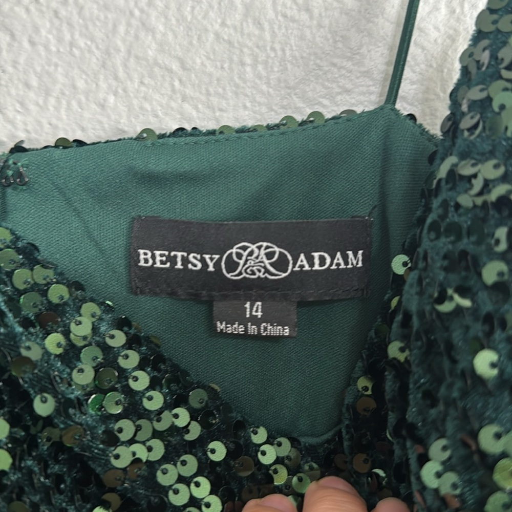 Betsy & Adam Dark Green Sequin Mini Dress - Picture 8 of 10